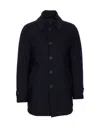 Herno Medium-length Structured Coat With Button-up Front In Black