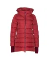 Herno Quilted Hooded Long Jacket In Red