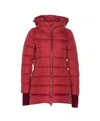Herno Quilted Hooded Long Jacket In Red