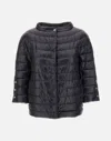 Herno Nylon Cape With Crater Neck And Silk-like Texture In Black