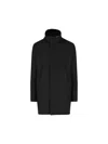 Herno Antracite Coat With Zip And Buttons Closure In Black