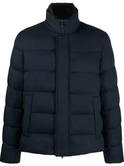 Herno Navy Blue Feather Down Padded Jacket