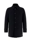 Herno Medium-length Structured Coat With Button-up Front In Black