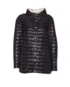 Herno Black Down Jacket With Snap Buttoned High Neck