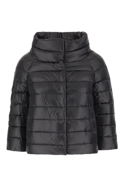 Herno Long-sleeved Down Jacket In Black