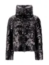 Herno Cape In Shimmering Lace Layer In Black