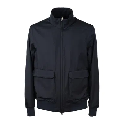 Herno Layers Wool Storm Blue Bomber Jacket
