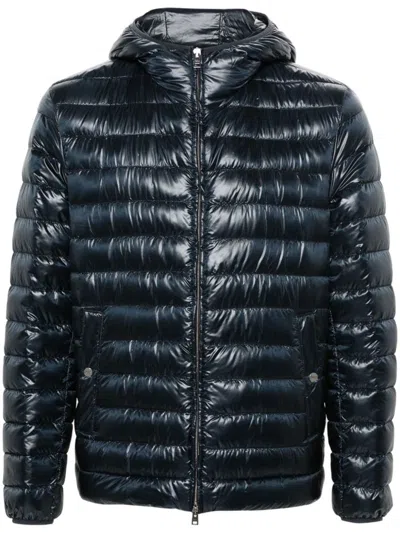 Herno Logo-engraved-buttons Padded Jacket In Blue