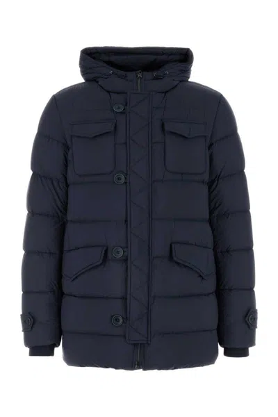 Herno Navy Blue Nylon Down Jacket In Black