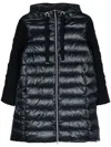 Herno Long Padded Puffer Coat With Inserts In Blue