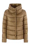 Herno Down Jacket With Ring Collar In Brown