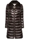 Herno Long Padded Puffer Coat With Faux Fur In Brown