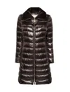 Herno Long Padded Puffer Coat With Faux Fur In Fondente
