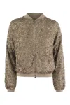 Herno Bomber Jacket With Sequins In Gold