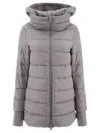 Herno Long Length Hooded Quilted Jacket In Grey