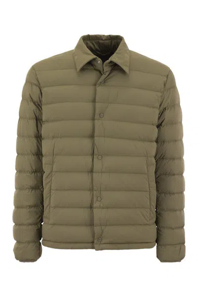 Herno Resort Shirt Down Jacket In Light Military Green