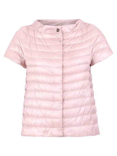 Herno Emilia Water-resistant Ultralight Nylon Puffer Cape In Pink