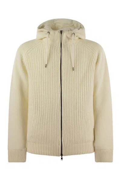 Herno Reversible Padded Wool Bomber Jacket In White