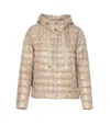 Herno Light Gray Reversible High Neck Down Jacket In Technical Fabric Woman In Beige