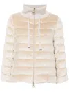 Herno Quilted Jacket In Chantilly Velvet In Beige