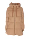 Herno Down Jacket With Hood And Quilted Design In Beige