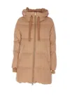 Herno Down Jacket With Hood And Quilted Design In Beige