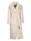 Herno Soft Alternative Fur Coat In Beige