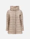 Herno "amelia" Quilted Down Jacket With Crater Collar In Beige