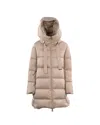 Herno A-shape In Satin With Hood In Beige