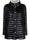 Herno Black Down Jacket With Snap Buttoned High Neck In Tech Fabric Woman In Black
