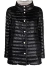 Herno Black Down Jacket With Snap Buttoned High Neck In Tech Fabric Woman In Black
