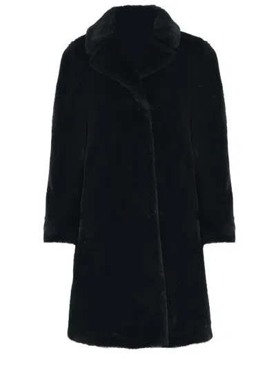 Herno Coat Faux Fur In Black