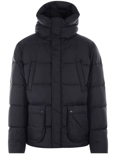 Herno Black Quilted Jacket In Blue