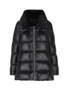 Herno A Shape Ultralight Down Jacket With Eco Fur Collar In Black