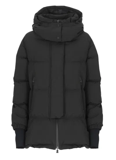 Herno Medium 2-layer Hooded Down Jacket In Black