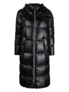 Herno Long Quilted Down Jacket With Hood And Buttons In Black