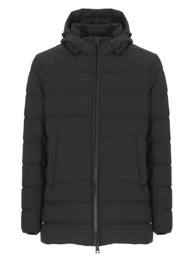 Herno Quilted Hooded Down Jacket Pockets In Black