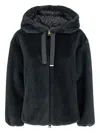 Herno Soft Faux-fur Hooded Jacket In Black