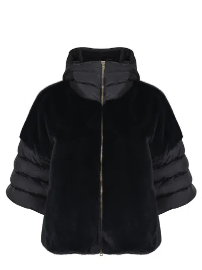 Herno Cappa Manica Corta Con Cappuccio Jacket In Black