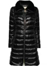 Herno Long Quilted Jacket High Collar In Black