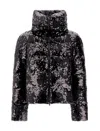 Herno Cape In Shimmering Lace Layer In Black