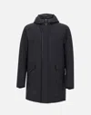 Herno Laminar Hooded Coat With Adjustable Hem And Side Pockets In Black