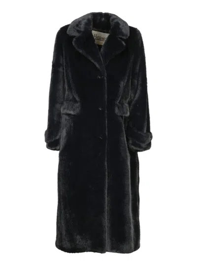 Herno Long Faux Fur Coat Jackets And Coats Grey In Black