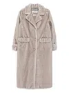 Herno Long Faux Fur Coat With Classic Collar And Button Closure In Neutral