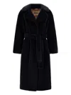 Herno Long Coat With Belted Waist And Notched Lapels In Black