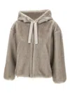 Herno Relaxed-fit Grey Jacket With Plush Texture And Hood In Gray