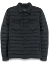 Herno Quilted Blue Coat With Button-up Front In Blue