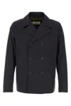 Herno Navy Blue Cotton Trench Coat In Blue