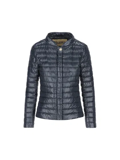 Herno Elena Slim Quilted Padded Jacket In Blue