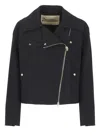 Herno Jacket With Notched Lapels And Metal Hardware In Blue
